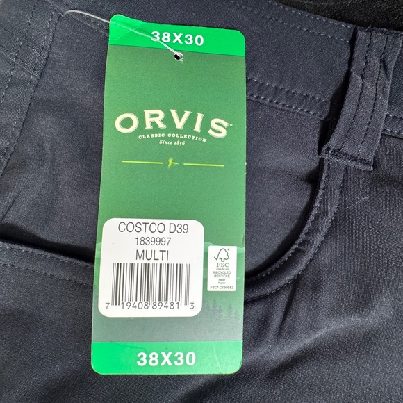 NWT Orvis Men's Fleece Lined Stretch Fabric Pants Black Size 38 x 30 - Picture 5 of 14